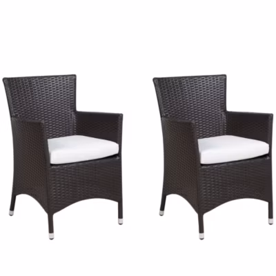 Lot de 2 chaises de jardin avec coussins ITALY Marron foncé