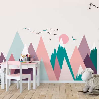 Stickers enfant montagnes scandinaves anielka 40 x 60 cm