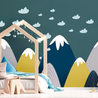 Stickers enfant montagnes scandinaves donka 100 x 150 cm