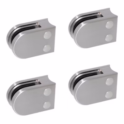 4 x Pince à verre pour tube diam. 42,4 modèle 02 – Ep. verre 8 mm – Inox 316 brossé GR320