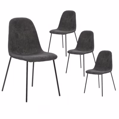 MARBIE – Lot de 4 Chaises Tissu Gris Anthracite Piétement Métal Noir