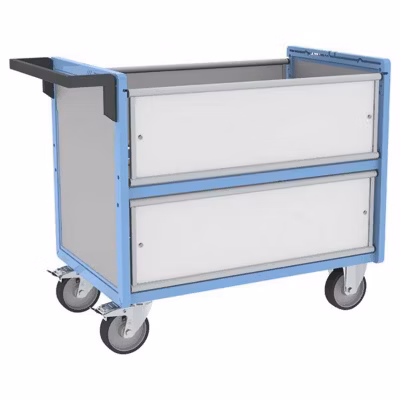 Chariot conteneur industriel pour produits chimiques – Plateau 835x465mm – Charge max 250kg – 800726112