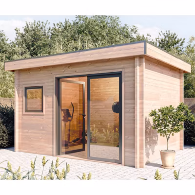 Chalet de jardin CHEVRIL 12M² – Bois Douglas épaisseur 55MM – Baie Alu & fenêtre PVC GROSFILLEX – Toiture BACACIER