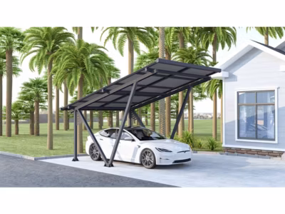 Ombrière Carport solaire avec panneaux photovoltaïques  366 x 575 x 366 cm  Gris  4,1 kW