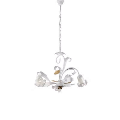Cesto Lustre Shabby en fer laqué blanc 3 lumières 104 d.59 BL274-3-BCO
