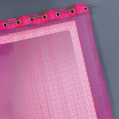 Voilage filet avec parement taffetas (140×240 cm – Fuchsia)