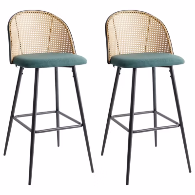 Lot de 2 chaises de bar CORNELL Métal Vert