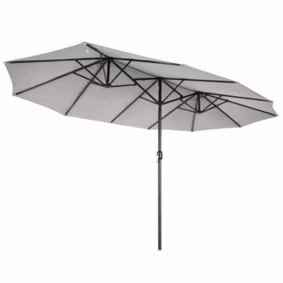Parasol de jardin double Gris 4.50 x 2.65 x H 2.40 Toile polyester TWIN KZ GARDEN