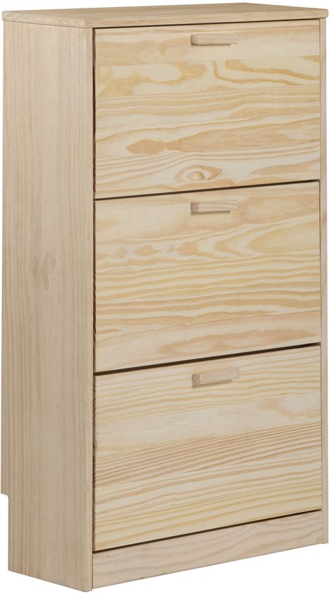 Armoire à chaussures Astigarraga Vita – pour 18 paires de chaussures – Porte-chaussures avec portes – 65x25x115cm – 100% bois de pin massif & charnières métalliques
