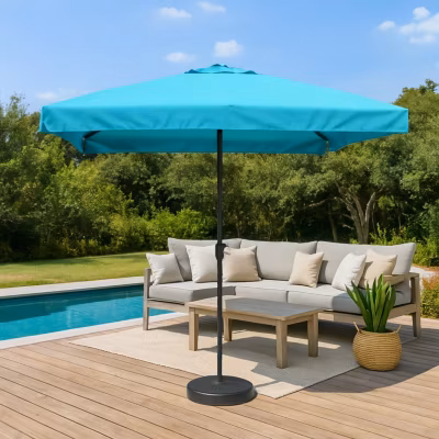 Parasol  bleu  carré 2,95 x 2,95 m degrés PALERME