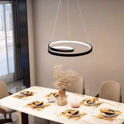 ZMH Suspension led Dimmable Moderne Avec Télécommande Noir D.40cm