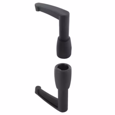 Embouts espagnolette longs, noir composite, haut et bas, lot de 2