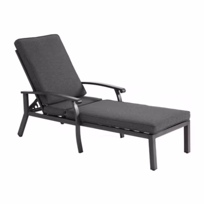 Chaise Longue Jardin Aluminium Coussin Imperméable Gris Blackcolors