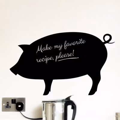Sticker ardoise tableau noir – stickers muraux adhésif effaçable – COCHON – 70x110cm