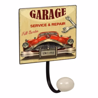 Portemanteau mur Vintage patère en porcelaine GARAGE Retro 100x155MM