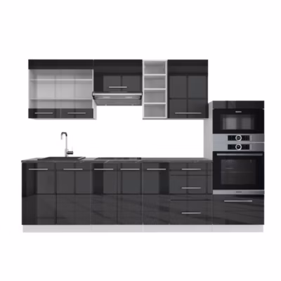 Vicco Cuisine Anthracite brillant/blanc 280cm , PT Anthracite