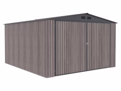 Garage en acier galvanisé effet bois gris 15,96 m² – NERON
