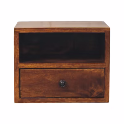 Artisan Furniture Bois massif Solis 1 tiroir châtaignier table de chevet à fixation murale