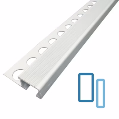 Nez de Marche Escalier 10 mm Argent Mat Antiderapante EXT/INT pour carrelage L 2,5m Finition Argent Mat.