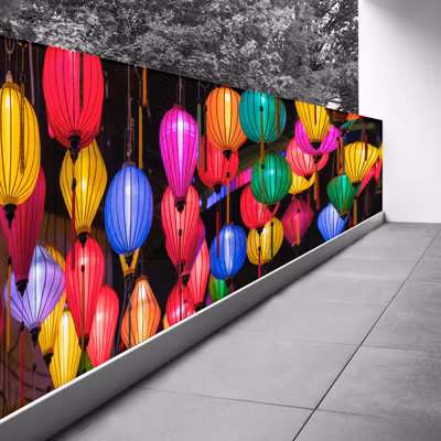 Brise vue Trompe l&rsquo;oeil – 110×412 cm – Lanterne au Vietnam 3617689695723