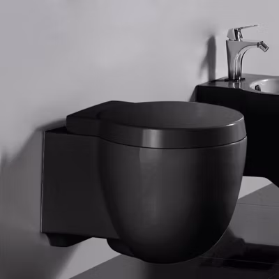 WC Suspendu avec Abattant céramique noir brillant 50x41cm Charm