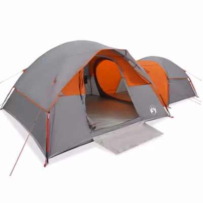 Tente de camping 5 personnes gris et orange imperméable vidaXL