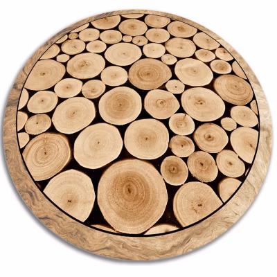 Tapis vinyl rond pour le salon Tulup fi80 cm Facile d&rsquo;entretien Coupe transversale du tronc
