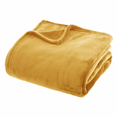 Couverture flanelle Atmosphera 180 x 230 cm jaune