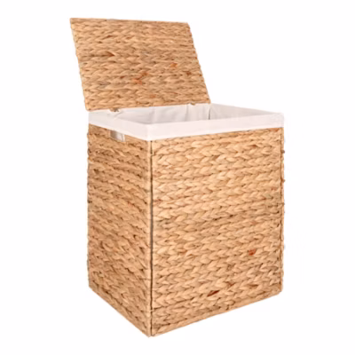 Panier à linge élégant en jacinthe d&rsquo;eau – 43x32x55 cm, naturel et pratique