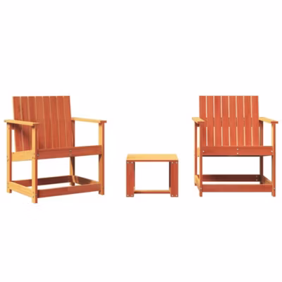 Salon de jardin 3 pcs cire marron bois de pin massif vidaXL