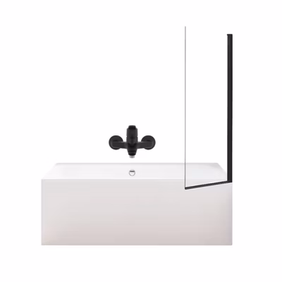 Pack baignoire droite 170 x 75 JACOB DELAFON Elise + tablier niche + mitigeur bain Aimé noir + pare bain noir mat + vidage noir