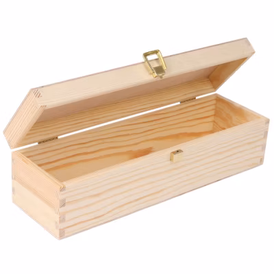 Creative Deco Boîte Caisse à Vin en Bois Naturel 36 x 11 x 9,8 cm – Cadeau Vin Mariage – 1 Bouteille – Coffret Vin – Boite Cadeau