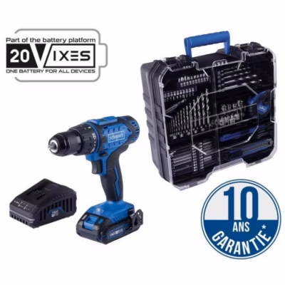 Coffret perceuse visseuse sans fil C-DTB74/1-X – 50Nm mandrin 13mm + 74 accessoires – SCHEPPACH 20V IXES + batterie 2Ah + charge