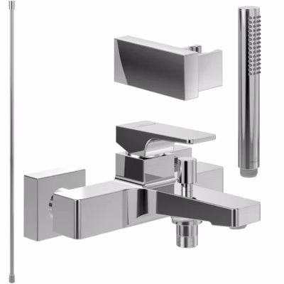 Pack mitigeur baignoire mécanique VILLEROY ET BOCH Architectura Square chrome avec ensemble