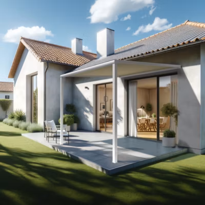 Pergola toile TILA 4,00×4,00m Motorisé à télécommande + manœuvre de secours (Ecru – Blanc)