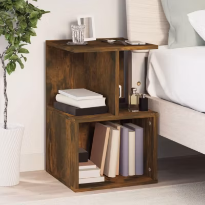 vidaXL Table de chevet Chêne fumé 35x35x55 cm Bois d&rsquo;ingénierie 815183