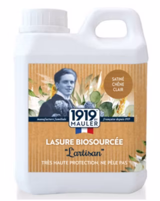 Lasure bois extérieur et intérieur biosourcée Chêne Clair 5L – 1919 BY MAULER – Ne s&rsquo;écaille pas
