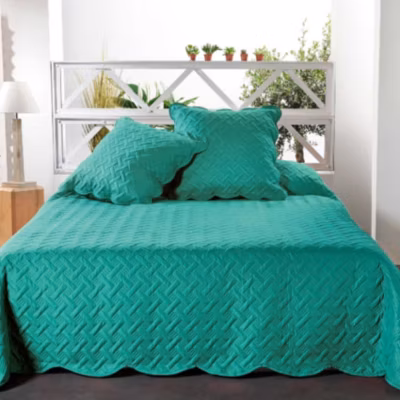 Couverture molletonné surpiquage graphique (180×240 cm – Vert)