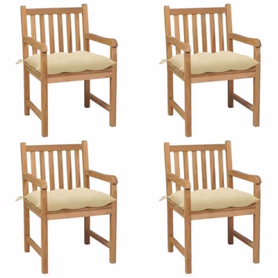 vidaXL Lot de 4 Chaises de Jardin avec Coussins, Sièges de Terrasse, Chaises de Salle à Manger, Meubles de Patio Extérieur, 307302