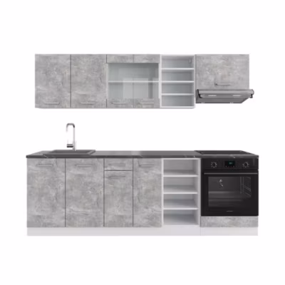 Vicco Cuisine Béton/blanc 240cm , PT Anthracite