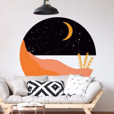 Papier peint intissé pré-encollé fresques géantes – ROND BORD DE MER NOIR – 90x90cm