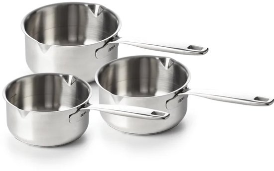 Beka Maestro Casseroles / Set de casseroles 3 pièces – Ø 16-18-20 cm – Acier inoxydable – Sans PFAS – Indication de volume – Compatible induction et lave-vaisselle