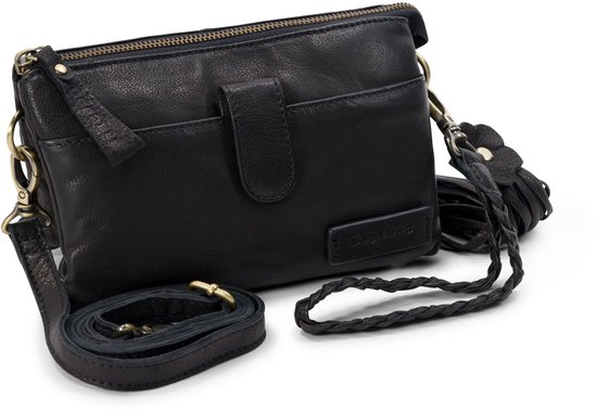 Bag2Bag – Dover – Sac bandoulière en cuir – Pochette – Zwart – Noir