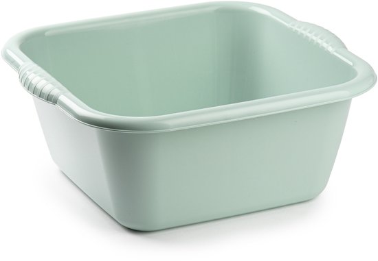 Bassine/cuvette à vaisselle Plasticforte – carrée – plastique – 25 litres – 49 x 47 x 20 cm – verte – bassines ménagères – évier