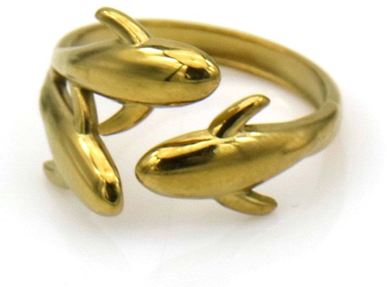 Bague – Acier inoxydable – dauphins – ajustable
