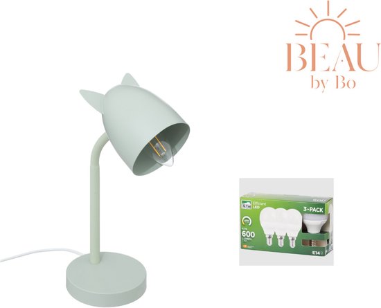 BEAU by Bo Lampe de bureau Oreilles vert menthe avec 3 ampoules LED E14