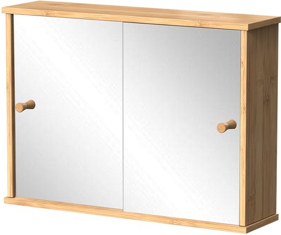 Armoire de toilette Vicco Mireo – 55 x 40 cm avec 2 portes coulissantes en Bamboe