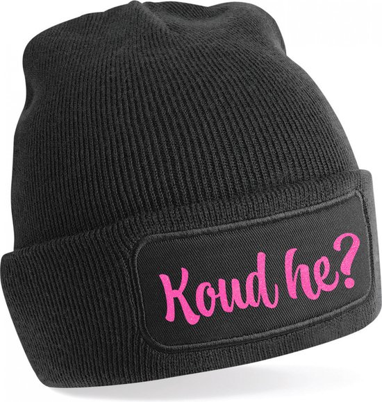 Bellatio Decorations Chapeau de Sports d&rsquo;hiver adultes – Cold He – noir – paillettes – Bonnet après ski