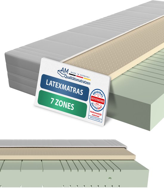 AM Qualitätsmatratzen – Matelas latex 140×200 cm – Moyen (H3) – Matelas de haute qualité avec couche de latex de 4 cm – Hauteur 20 cm – Fabriqué en Allemagne