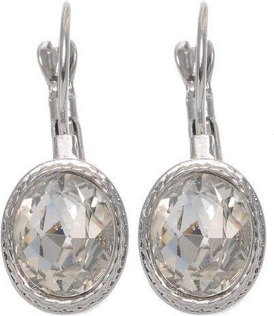 Behave Boucles d&rsquo;oreilles pendantes couleur argent avec pierre de verre